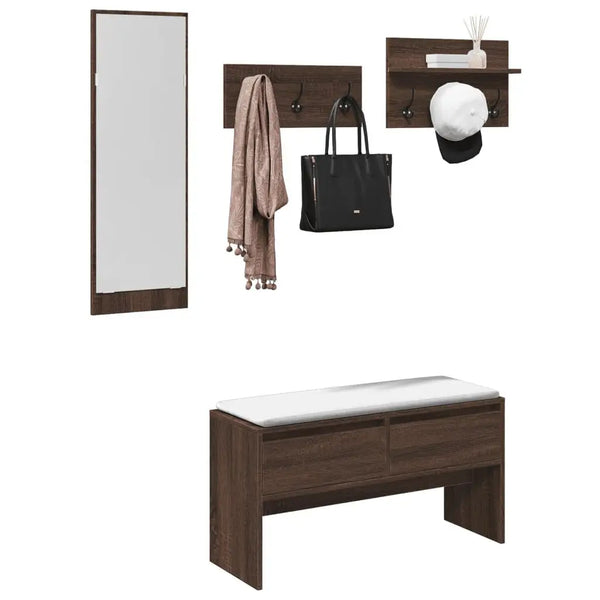 Ensemble Miroir Meuble D’entrée Chaussure Banc