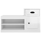 Meuble a Chaussure 2 Abattants Blanc Brillant