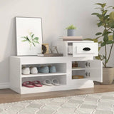 Meuble a Chaussure 2 Abattants Blanc Brillant