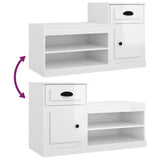 Meuble a Chaussure 2 Abattants Blanc Brillant