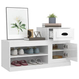 Meuble a Chaussure 2 Abattants Blanc Brillant