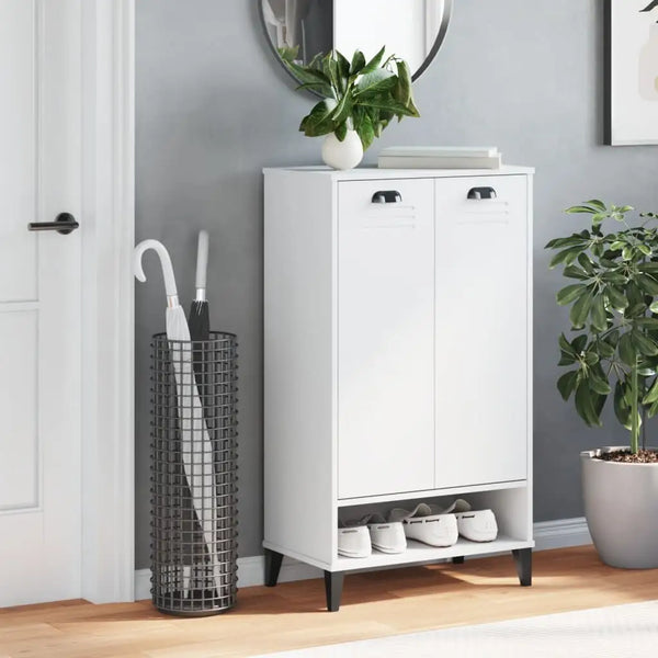 Meuble à Chaussures 2 Portes avec étagère Blanc