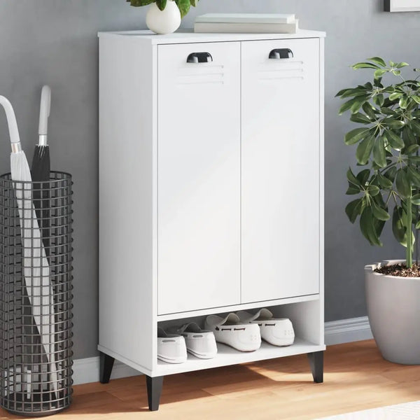 Meuble à Chaussures 2 Portes avec étagère Blanc