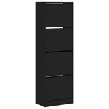 Meuble a Chaussures 3 Portes Noir avec étagère