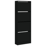 Meuble a Chaussures 3 Portes Noir avec étagère
