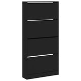 Meuble a Chaussures 3 Portes Noir avec étagère