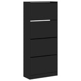 Meuble a Chaussures 3 Portes Noir avec étagère