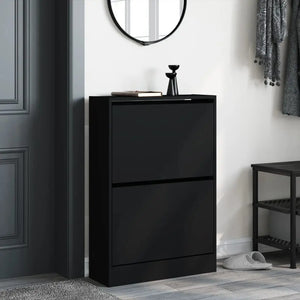 Meuble a Chaussures 3 Portes Noir avec étagère