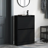 Meuble a Chaussures 3 Portes Noir avec étagère