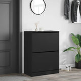 Meuble a Chaussures 3 Portes Noir avec étagère