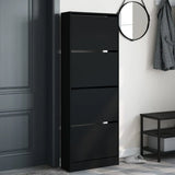 Meuble a Chaussures 3 Portes Noir avec étagère