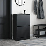 Meuble a Chaussures 3 Portes Noir avec étagère