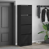 Meuble a Chaussures 3 Portes Noir avec étagère