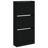 Meuble a Chaussures 3 Portes Noir avec étagère