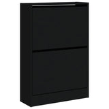 Meuble a Chaussures 3 Portes Noir avec étagère