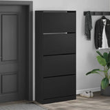 Meuble a Chaussures 3 Portes Noir avec étagère