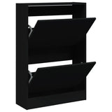 Meuble a Chaussures 3 Portes Noir avec étagère