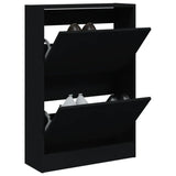Meuble a Chaussures 3 Portes Noir avec étagère
