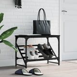 Meuble a Chaussures 3 Portes Noires avec étagères