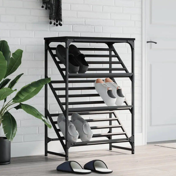 Meuble a Chaussures 3 Portes Noires avec étagères