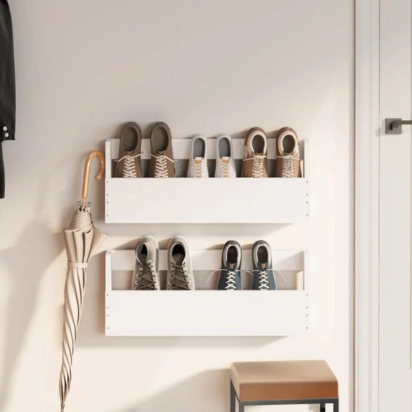Meuble à Chaussures Gris et Blanc