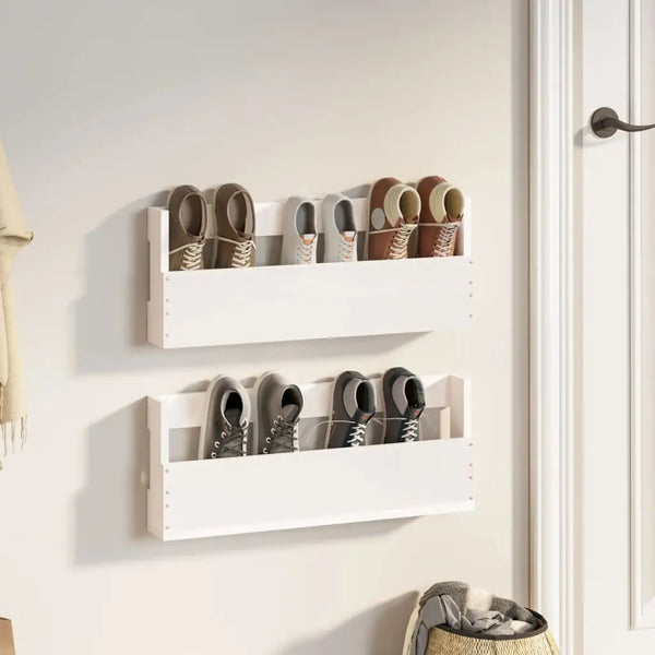 Meuble à Chaussures Gris et Blanc
