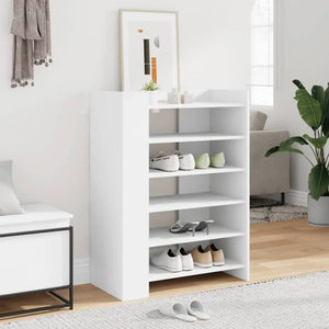 Meuble Chaussure Entrée Blanc et Bois