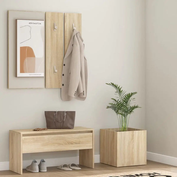 Meuble D’entrée avec Miroir et Banc D’entrée