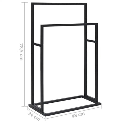 Porte Serviette Salle de Bain Noir sur Pied