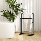 Porte Serviette Salle de Bain Noir sur Pied