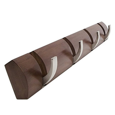 Porte Manteau Mural Cylindrique Crochets Rétractables Marron Foncé