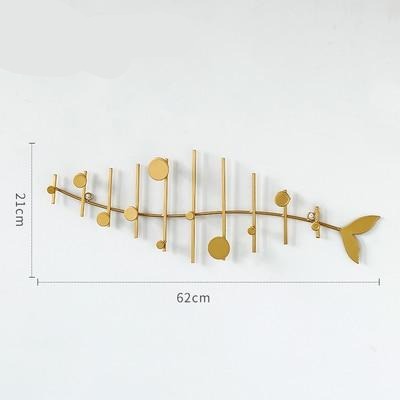 Porte Manteau Mural Poisson Moderne Doré